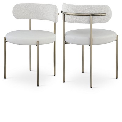 Meridian Furniture,Beacon Vegan Leather and Boucle Fabric Dining Chair, Set of 2