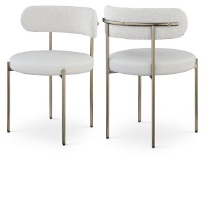 Meridian Furniture,Beacon Vegan Leather and Boucle Fabric Dining Chair, Set of 2 - 1 of 4