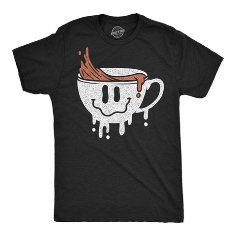 Мужские футболки Crazy Dog T-Shirts, Inc. Mens Dripping Coffee Smile Funny T Shirts Caffeine Graphic Tee for Men - Crazy Dog Men's T Shirt For Coffee Lovers Black L