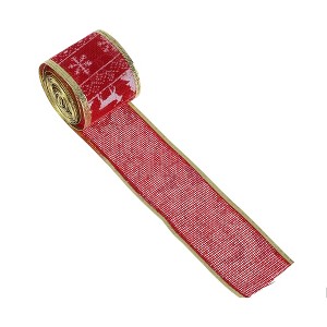 Unique Bargains Gift Wrap Ribbons Reindeer Border Christmas Polyester 78.74"x1.97" 1 Pc - 1 of 4