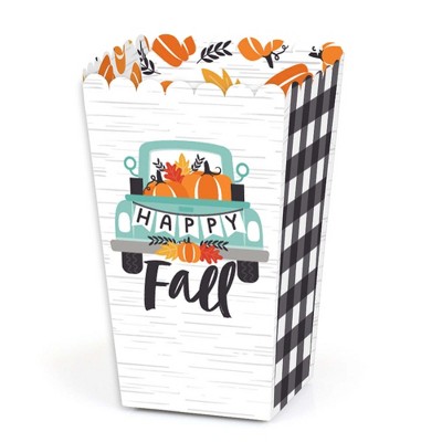 Big Dot of Happiness Happy Fall Truck - Harvest Pumpkin Party Favor Popcorn Treat Boxes - Set of 12