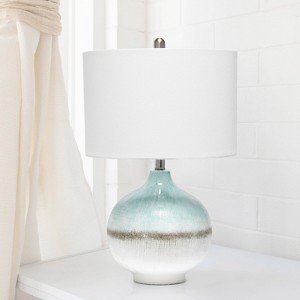 Bayside Horizon Table Lamp with Fabric Shade White/Light Blue - Lalia Home: No Assembly, Chrome Accents, UL Listed - 1 of 4