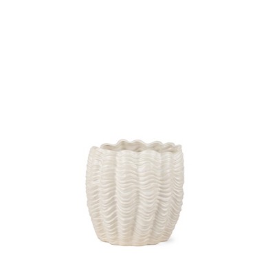 HomeRoots 11" Cream Ceramic Sculptural Waves Table Vase