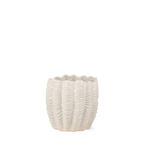 HomeRoots 11" Cream Ceramic Sculptural Waves Table Vase - 1 of 4