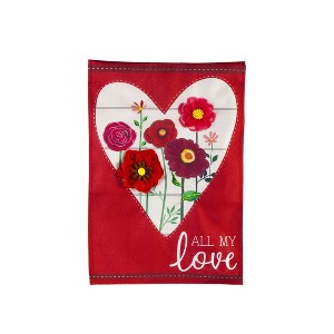 Evergreen Heart of Flowers Garden Linen Flag- 12.5 x 18 Inches Outdoor Decor for Homes and Gardens - 1 of 3