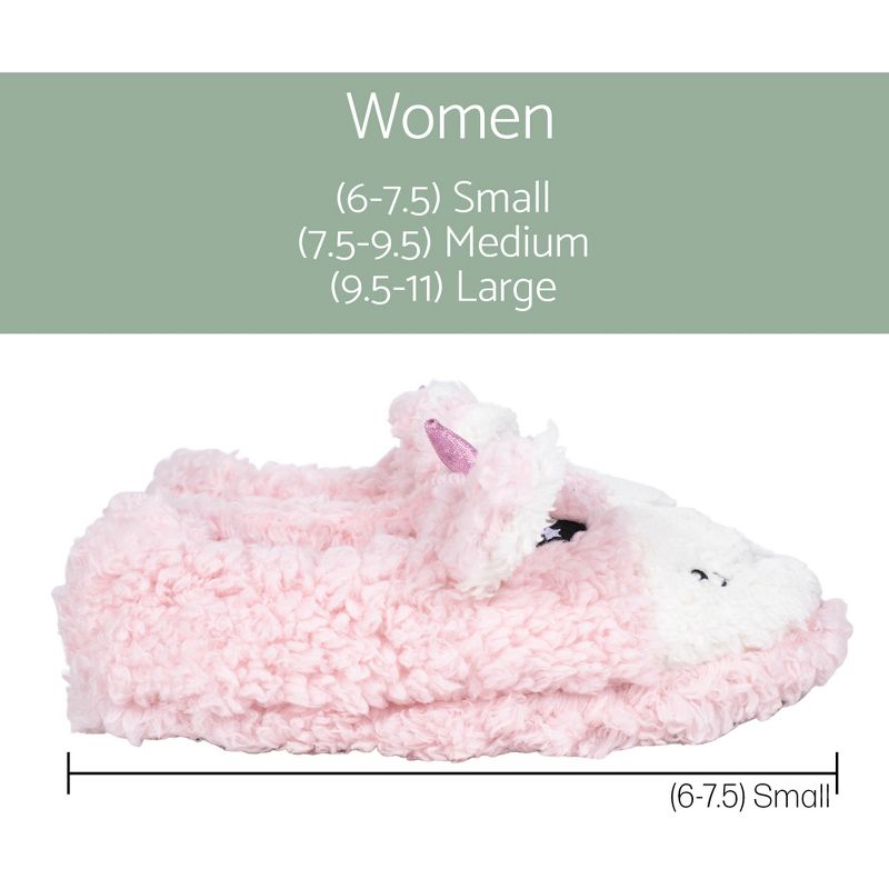 Elanze Designs Unicorn Pink Women's Animal Cozy Plush Lined Non Slip Fuzzy Slipper - Small, 4 of 7