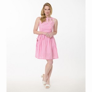 Unique Vintage Women's Cutout Weave Swing Dress - 1 of 4