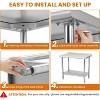36"x24" Stainless Steel Prep Table, Stainless Steel Workbench, 662 lbs Load Capacity, 3-Stage Adjustable Shelf, with Hook, Arc Corner Edge - 4 of 4