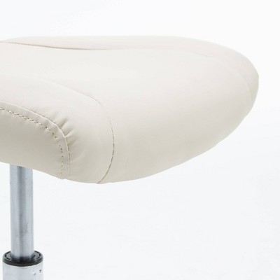 Cream Faux Leather and Mesh Swivel Ergonomic Task Chair