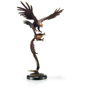 SPI Home Double Flying Eagles Brass Sculpture Patriotic Wildlife Decor, 13" Height - 1 of 3