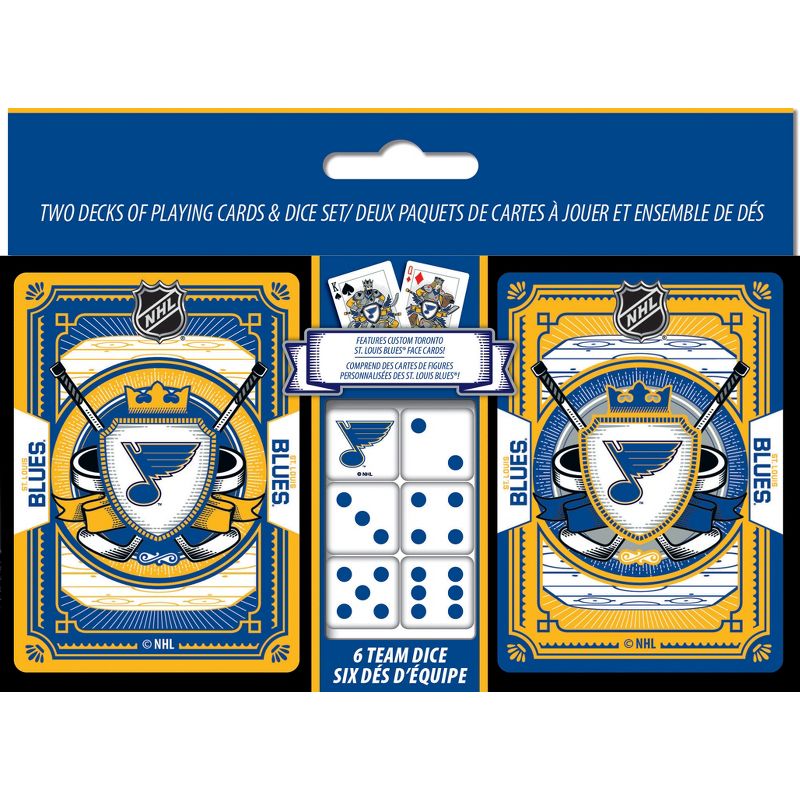 MasterPieces Officially Licensed NHL St. Louis Blues 2-Pack Playing cards & Dice set for Adults, 1 of 6
