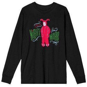 A Christmas Story Ralphie Pink Bunny Pajamas Men's Black Long Sleeve Shirt- - 1 of 1