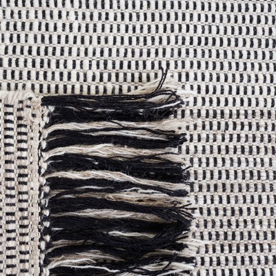 Ivory and Beige Handwoven Wool Cotton 3' x 5' Area Rug