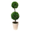 DSVIMOY Two-Tiered Faux Boxwood Sphere Topiary in Cream Pot, Faux Plants for Home Garden Office Store Decoration, Green, 7"*7"*22" - 3 of 4