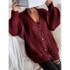 Womens Lantern Long Sleeve Twist Sweater Cardigan Jacket Fall Casual Button V Neck Retro Style Fashion Loose Shirt Top - 4 of 4