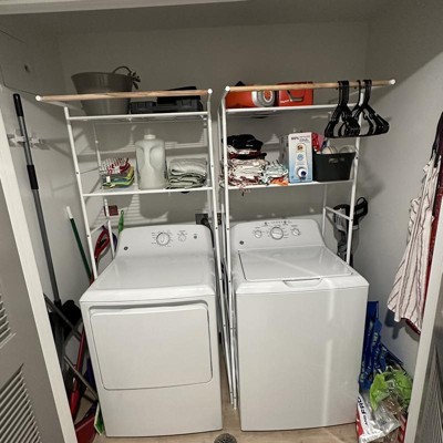 Shelf over top online load washer and dryer