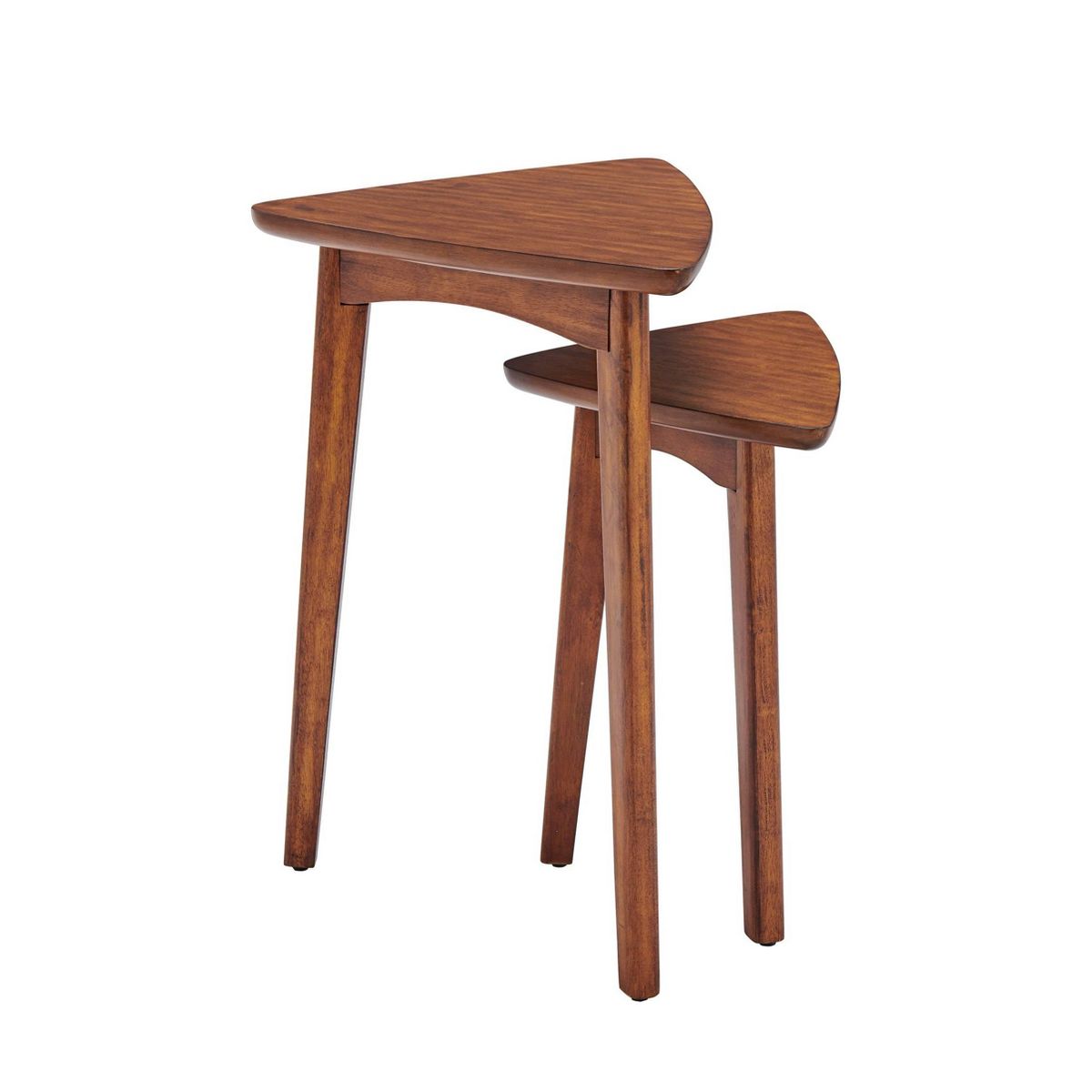 Set of Two Monterey Mid Century Wood Triangular Nesting End Tables Chestnut - Alaterre Furniture - thumbnail 3
