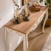 Solid Wood Console Table with Carved Details, Distressed Vintage French Country Entry Table with Curved Legs for Hallway and Living Room - 2 of 4