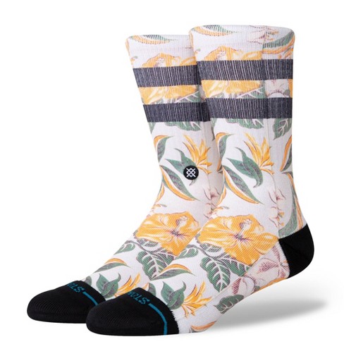 Stance X Wade Men's Floral Print Crew Socks - Blue 6-12 : Target