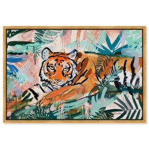 Art Remedy Relaxing Tiger Tropical Jungle Animals Wall Art Framed - 1 of 4