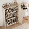 Wooden Shoe Cabinet with 3 Filp Drawers, 2-Tier Slim Shoe Rack with Adjustable Shelf,Narrow Freestanding Shoe Storage Organizer for Entryway, Hallway - 4 of 4