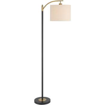 Uttermost Vintage Floor Lamp 68 1/2 Tall Antiqued Brushed Brass Rusted  Black Amber Glass Shade for Living Room Reading Bedroom