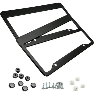 Zone Tech Metallic Aluminum License Plate Cover Frame – Classic Black Premium Quality Novelty/License Plate Frame with Black Screw Caps for Vehicles