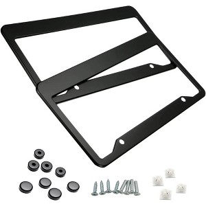 Zone Tech Metallic Aluminum License Plate Cover Frame – Classic Black Premium Quality Novelty/License Plate Frame with Black Screw Caps for Vehicles - 1 of 4
