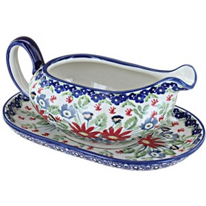 Blue Rose Polish Pottery S119 Manufaktura Gravy Boat & Plate - 1 of 1