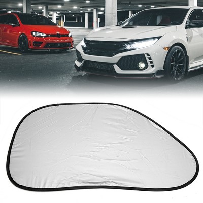 X AUTOHAUX Window Foldable Visor Cover Heat Insulation Silver Coated Nylon Automotive Sunshades Black Silver 2 Pcs