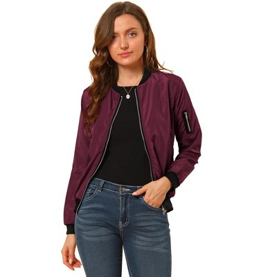 OYOANGLE Women's Lightweight Bomber Biker Jacket Zip up Windbreaker Crop  Bomber Jacket Coat