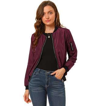 Jackets for Women Bomber Jacket Long Sleeve Full Zip Baseball Uniforms  Gradient Color Casual Jacket