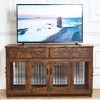 Dog Crate Furniture with 5 Doors, 58" Wooden Dog Kennel End Table with Large Capacity Drawers, Dog House with Openable Divider - 4 of 4