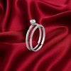 Slickblue Polished Stainless Steel CZ Stackable Ring Set - Clear 4mm Round Stone, Women's Wedding Ring Set, Size 5-10 - 2 of 4