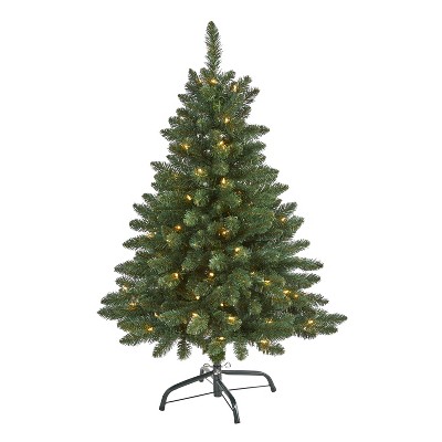 4ft. Spruce Artificial Christmas Tree with 100 Clear Lights and 268 Branches – Compact Festive X-Mas Décor Tree