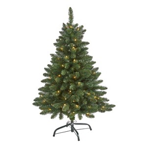 4ft. Spruce Artificial Christmas Tree with 100 Clear Lights and 268 Branches – Compact Festive X-Mas Décor Tree - 1 of 4