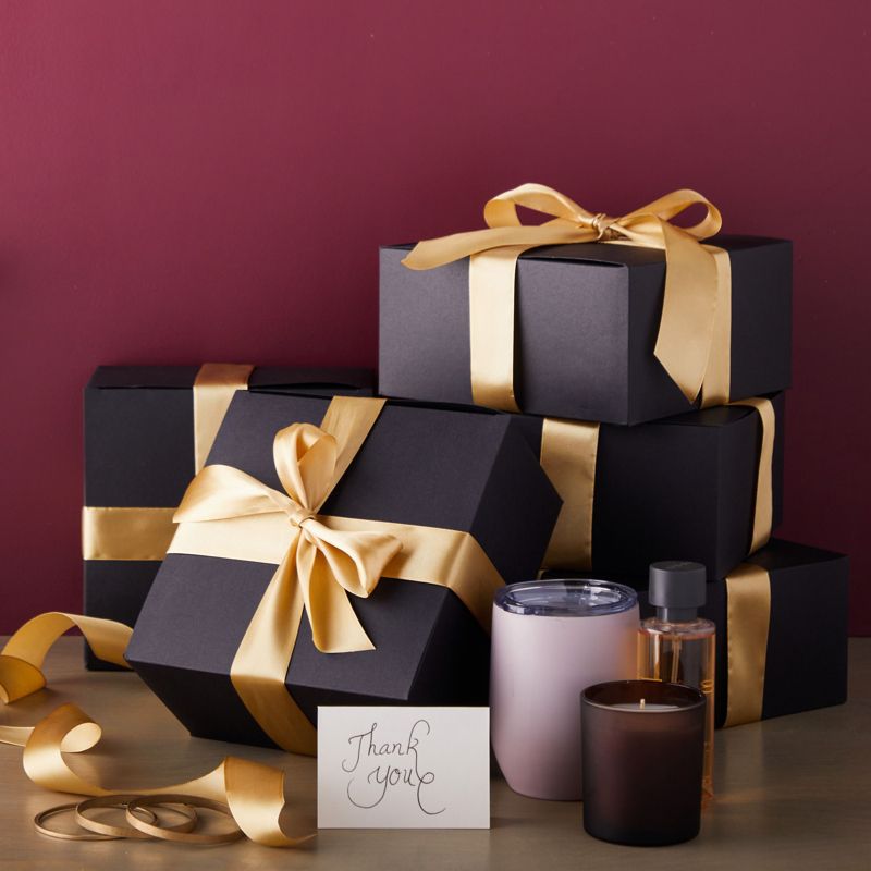Stockroom Plus 10 Pack Black Gift Boxes with Lids, Ribbon & Greeting Cards for Birthday & Christmas Present, 8x8x4 in, 2 of 8