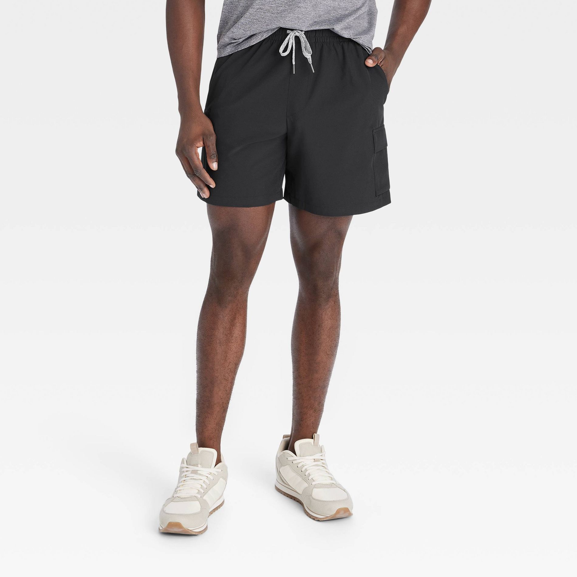 Men's 7" Cargo Shorts - All In Motion™ Black L: Moisture Wicking, Quick Dry, UPF 50+
