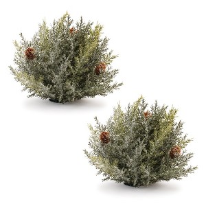 Icy Pine Half Orb with Pinecones (Set of 2) - 1 of 3