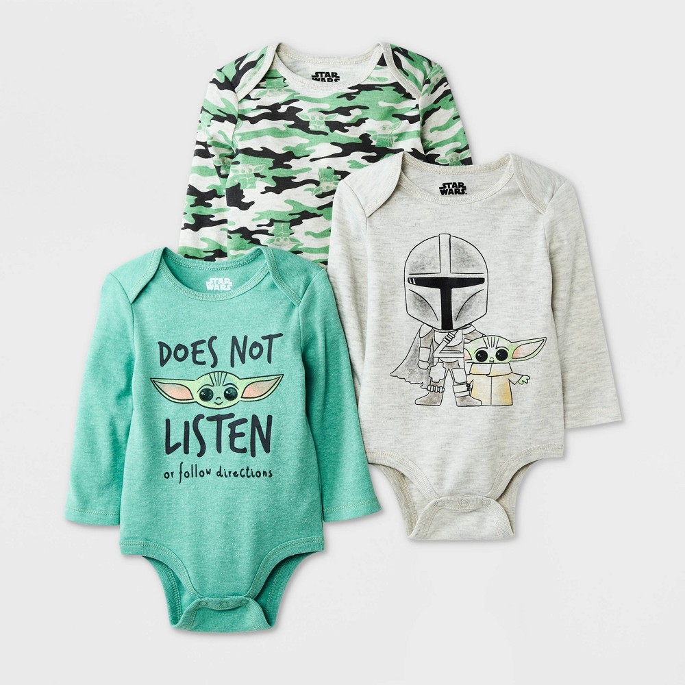 Baby Boys' 3pc Lucasfilm Bodysuit - 0-3M, Black/Green/Gray