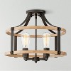 Franklin Iron Works Buford Rustic Farmhouse Ceiling Light Semi Flush Mount Fixture 18" Wide Faux Wood Black 4-Light for Bedroom Kitchen Living Room - 2 of 4