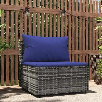 vidaXL Patio Middle Sofa Gray and Dark Blue