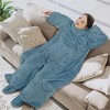 PAVILIA Wearable Blanket with Sleeves and Foot Pockets, Fleece Warm Snuggle Pocket Sleeved Throw for Women Men Adults - 3 of 4