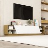 Famapy Modern Oak & White TV Stand Entertainment Center– Cable Management + Open/Enclosed Storage - 3 of 4