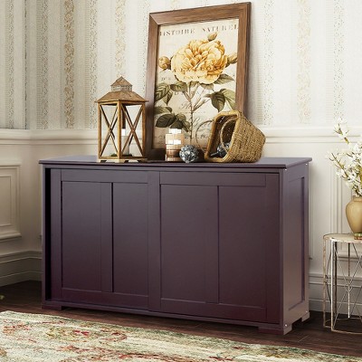 Dark Brown Painted Composite Wood Kitchen Storage Cabinet