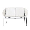 Outdoor Patio Rattan Loveseat,Modern Hammock Weave Loveseat with Metal Frame,PE Rattan Loveseat Bench for Garden or Deck-Coolbibila - 2 of 4