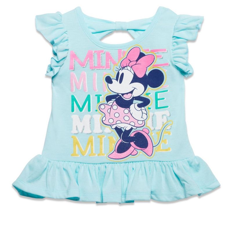 Disney Minnie Mouse Baby Girls T-Shirt and French Terry Shorts Set Blue , 2 of 4