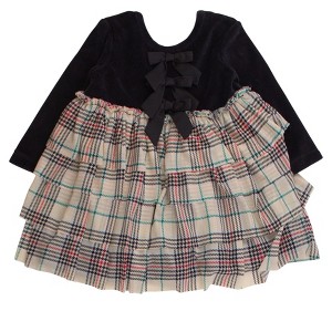 RuffleButts Girls Velour & Tulle Long Sleeve Twirl Dress - 1 of 2