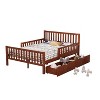 TIRAMISUBEST 77.4in Full Size Wood Platform Bed with Guardrails Teen Bed Youth Bed Frame Brown - 3 of 4