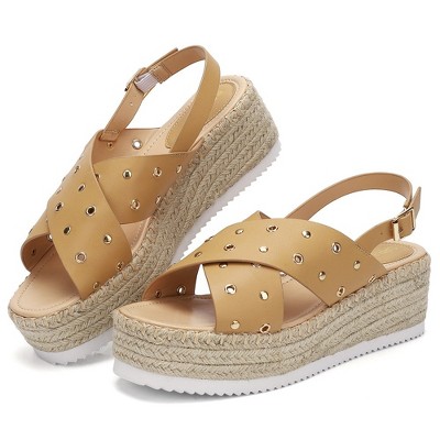 Womens Platform Sandals Open Toe Cute Platform Criss Cross Flat Sandals X Band Sandals Beach Sandals